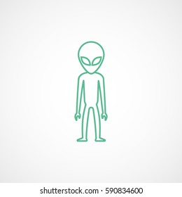 Alien Green Line Icon On White Background