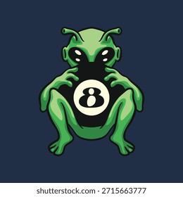 alien gren hug 8 ball pool design cartoon character graphic resource streetwear