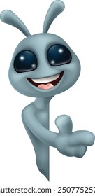 An alien grey or gray fun cartoon character mascot