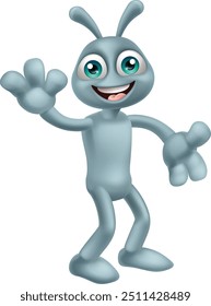 An alien grey or gray fun cartoon character mascot