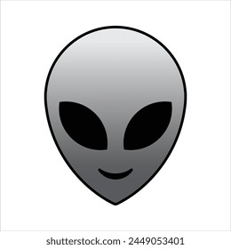 Alien grey head isolated on white background vector illustration. Extraterrestrial smiling alien face or head symbol line art vector icon for apps and websites.