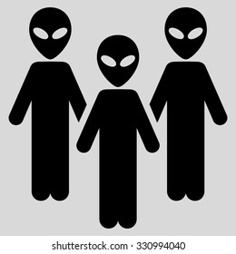 Alien Group vector icon. Style is flat black symbol, rounded angles, light gray background.