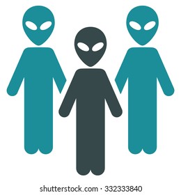 Alien Group vector icon. Style is flat bicolor soft blue symbol, rounded angles, white background.