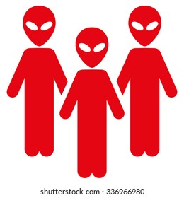 Alien Group vector icon. Style is flat red symbol, rounded angles, white background.