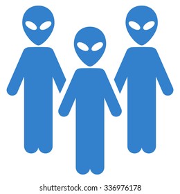 Alien Group vector icon. Style is flat cobalt symbol, rounded angles, white background.
