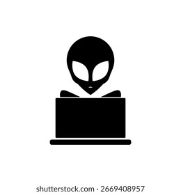 Alien hacker icon isolated on white background