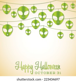 Alien Halloween string card in vector format.