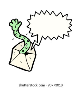 alien hand coming out of envelope cartoon
