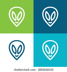 Esquema de la cabeza dibujada a mano de Aliento Plano de cuatro colores conjunto de iconos mínimo
