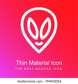 Alien hand drawn head outline red and pink gradient material white icon minimal design
