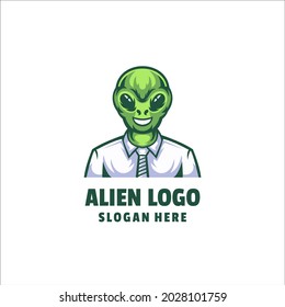 alien happy cartoon logo vector