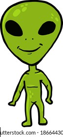 Alien with a happy face, illustration, vector on white background.
