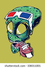 Alien Head with 3d Glasses