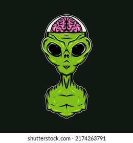 alien head brain artwork illustration