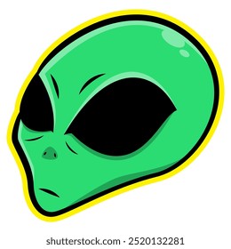 Personagens de desenho animado Alien Head. Melhor para adesivo, emblema, emblema, logotipo e mascote para e-sports team