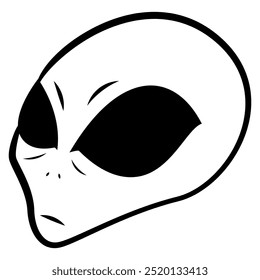 Alien Head cartoon characters. Best for outline, emblem, badge, logo, and coloring book with unexplored themes