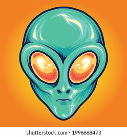 Alien Head Cartoon Mascot Vector illustrations for your work Logo, mascot merchandise t-shirt, stickers and Label designs, poster, greeting cards advertising business company or brands.