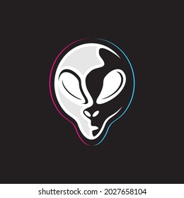 Alien Head Character Mascot, Alien Logo Template Design Vector