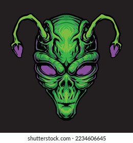 Alien head color vector illustration