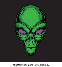 Alien head color vector illustration