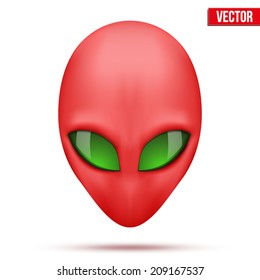 Alien head creature from another world. Vector illustration isolated on white background.