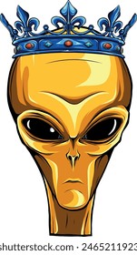 Alien head with crown. vector illustration design of extraterrestrial humanoid