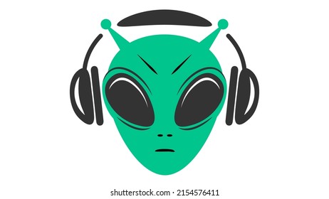 Alien head with a dj headphones