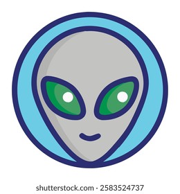 Alien head extraterrestrial face icon isolated vector