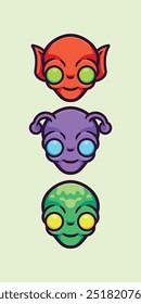 Alien head face cartoon character vector illustration