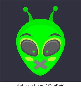 Alien head. Alien face emoji. Humanoid icon vector illustration