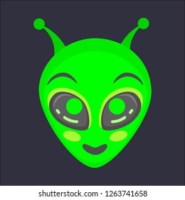 Alien head. Alien face emoji. Humanoid icon vector illustration