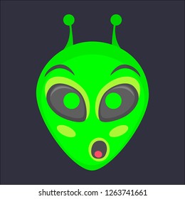 Alien head. Alien face emoji. Humanoid icon vector illustration