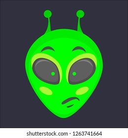 Alien head. Alien face emoji. Humanoid icon vector illustration