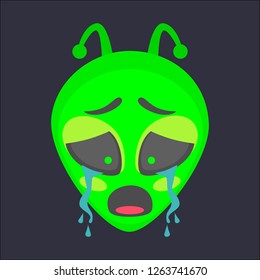 Alien head. Alien face emoji. Humanoid icon vector illustration