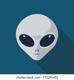 Alien Head Flat design Long Shadow