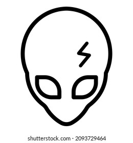 Alien Head Flat Icon Isolated On White Background