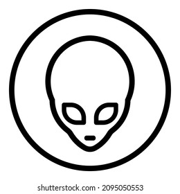 Alien Head Flat Icon Isolated On White Background