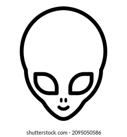 Alien Head Flat Icon Isolated On White Background