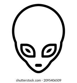Alien Head Flat Icon Isolated On White Background