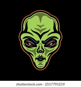 Alien head or humanoid face colorful vector character illustration in cartoon style isolated on light background