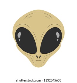 Alien head icon. Extraterrestrial humanoid face. Space invader. Vector illustration