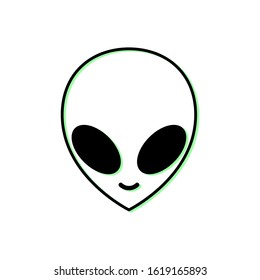Alien head icon. Flat style illustration. Isolated on white background. 