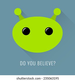 Alien head icon with long shadow