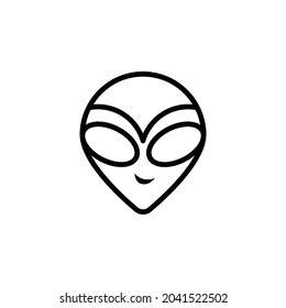 Icono de cabeza alienígena con estilo de contorno