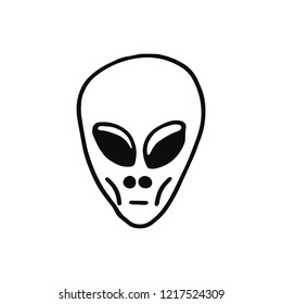alien head icon. sketch isolated object black.