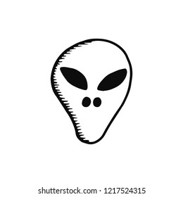 alien head icon. sketch isolated object black.