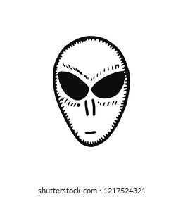 Alien Head Icon Sketch Isolated Object Stock Vector (Royalty Free ...