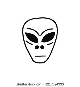 alien head icon. sketch isolated object black.