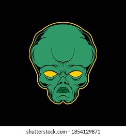 alien head illustration for commercial use