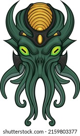 Alien head illustration with premium quality stock vector